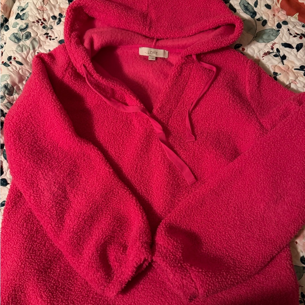 LOFT bright pink Fleece Jacket